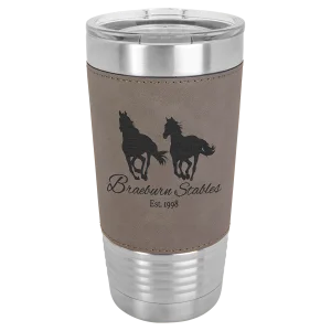 Polar Camel 20 oz. Gray Leatherette Grip Tumbler with Standard Lid