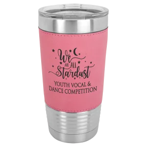 Polar Camel 20 oz. Pink Leatherette Grip Tumbler with Standard Lid