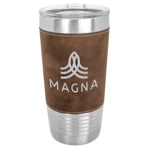 Polar Camel 20 oz. Rustic/Silver Leatherette Grip Tumbler with Standard Lid