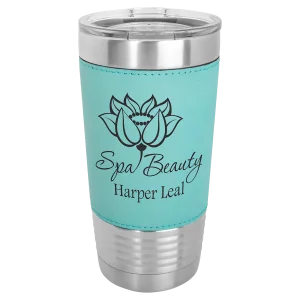 Polar Camel 20 oz. Teal Leatherette Grip Tumbler with Standard Lid