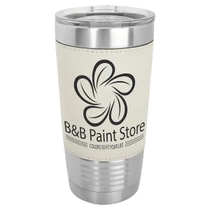 Polar Camel 20 oz. White Leatherette Grip Tumbler with Standard Lid