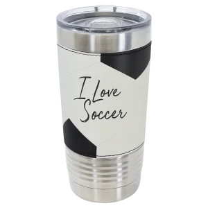 Polar Camel 20 oz. Soccer Leather Tumbler with Slider Lid