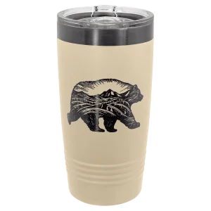 Polar Camel 20 oz. Warm Sand/Ghost Black ION-Plated Ringneck Tumbler with Slider Lid