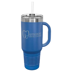 Polar Camel 40 oz. Royal Blue Travel Mug with Snap Lid & Straw