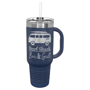 Polar Camel 40 oz. Navy Blue Travel Mug with Snap Lid & Straw
