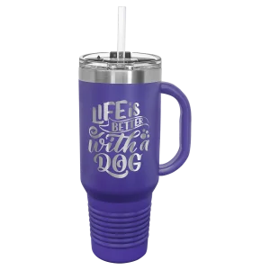 Polar Camel 40 oz. Purple Travel Mug with Snap Lid & Straw