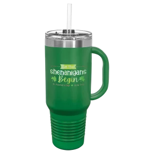 Polar Camel 40 oz. Green Travel Mug with Snap Lid & Straw
