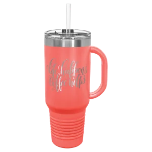 Polar Camel 40 oz. Coral Travel Mug with Snap Lid & Straw