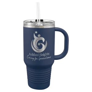 Polar Camel 32 oz. Navy Blue Travel Mug with Snap Lid and Straw