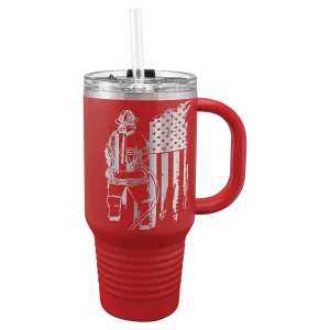 Polar Camel 32 oz. Red Travel Mug with Snap Lid and Straw