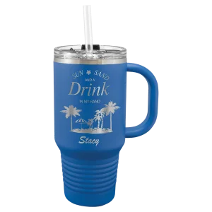 Polar Camel 32 oz. Royal Blue Travel Mug with Snap Lid and Straw