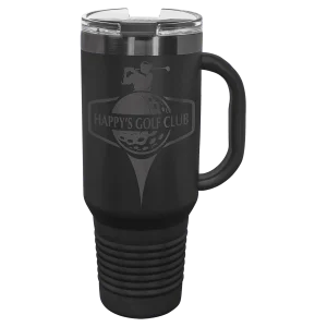 Polar Camel 40 oz. Black/Ghost Black Travel Mug with Handle & Straw