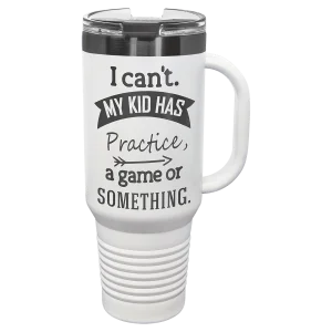 Polar Camel 40 oz. White/Ghost Black Travel Mug with Handle & Straw