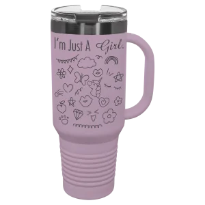 Polar Camel 40 oz. Moody Lilac/Ghost Black Travel Mug with Handle & Straw
