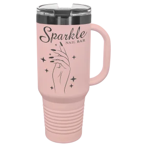 Polar Camel 40 oz. Blush/Ghost Black Travel Mug with Handle & Straw