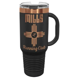 Polar Camel 40 oz. Black/Rose Gold Travel Mug with Handle & Straw
