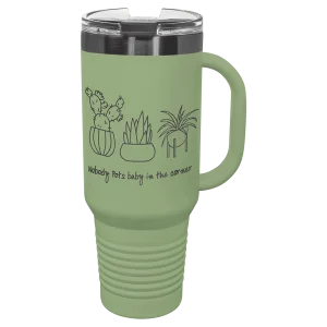 Polar Camel 40 oz. Summer Sage/Ghost Black Travel Mug with Handle & Straw