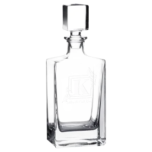 Polar Camel 810 mL Rectangle Glass Decanter in Black Gift Box with Printed Paper Sleeve