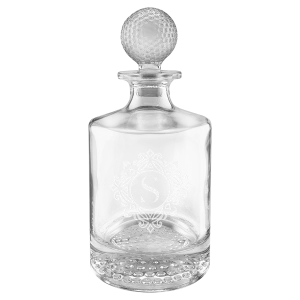 Polar Camel 850mL Round Golf Glass Decanter in Black Gift Box with Printed Paper Sleeve