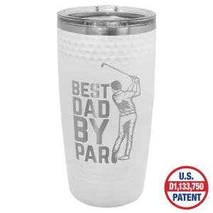 Polar Camel 20 oz. White Golf Tumbler - Smooth Center with Dimples and Slider Lid