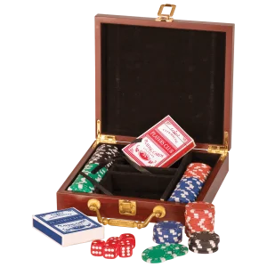 Rosewood Finish 100 Chip Poker Set