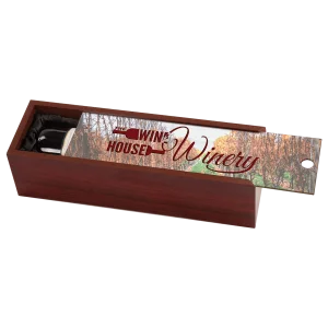Rosewood Finish Wine Box with Custom Printed Lid