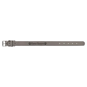 Small 15" x 3/4" Gray Engraved Faux Leather Dog Collar