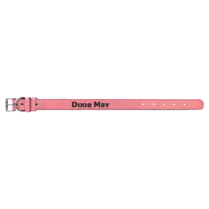 Small 15" x 3/4" Pink Engraved Faux Leather Dog Collar