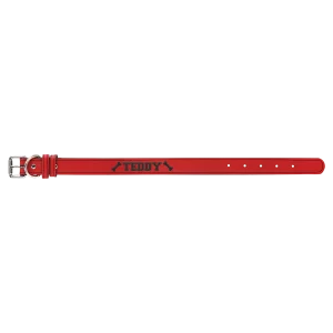 Small 15" x 3/4" Red Engraved Faux Leather Dog Collar