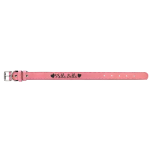 Medium 19" x 1" Pink Engraved Faux Leather Dog Collar