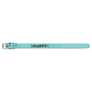 Medium 19" x 1" Teal Engraved Faux Leather Dog Collar