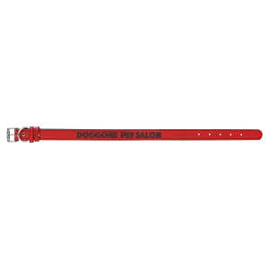 Large 23" x 1" Red Engraved Faux Leather Dog Collar