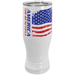 White Custom Printed 20 oz. Polar Camel Pilsner with Clear Lid