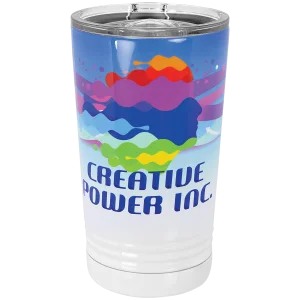 White Custom Printed 16 oz. Polar Camel Pint with Slider Lid