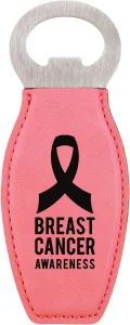 Pink Engraved Faux Leather Bottle Opener with Magnet