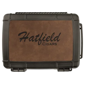 Travel Cigar Case - Engraved Faux Leather, Creekside Collection, Dark Brown