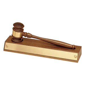 Walnut Gavel Base with Removable Gavel/Gold Gavel Band and Gold Plate for Personalization